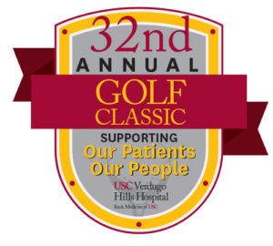 Badge for USC Verdugo Hills Hospital's 32nd Annual Golf Classic.